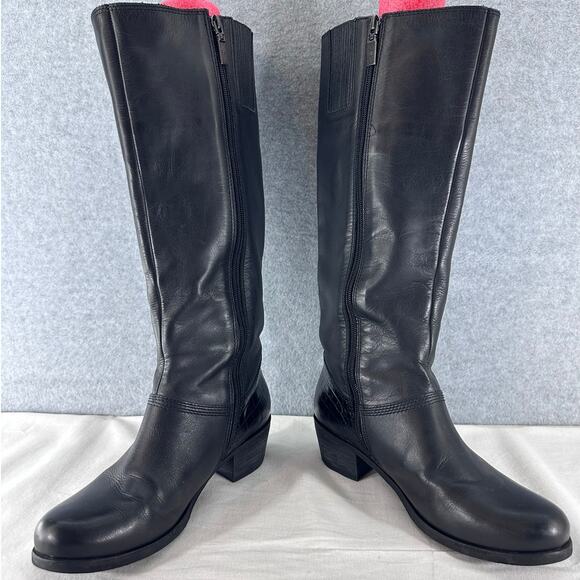 UGG Womens sz 7.5/8 Barton Croco Tall Black Leather Riding Boot Classic SEE DISC - Picture 2 of 14